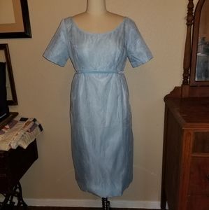 LAST CALL Pale blue swiss dot 70s bridesmaid dress